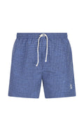 Brunello Cucinelli Geometric-Pattern Swim Shorts — Blue
