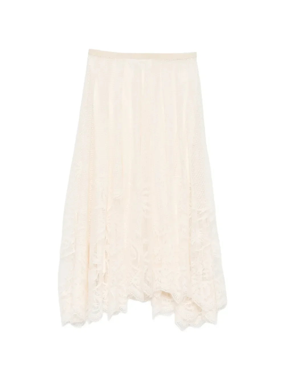 Fabiana Filippi Lace Asymmetric-Hem Skirt — Cream