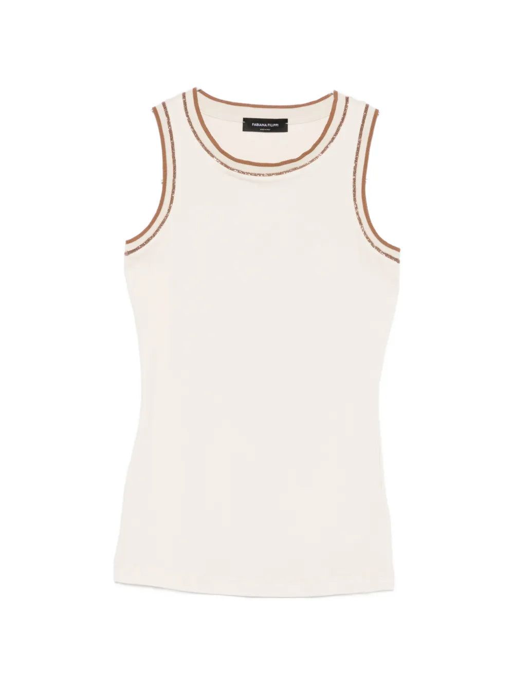 Fabiana Filippi Contrast-Trim Tank Top — Cream