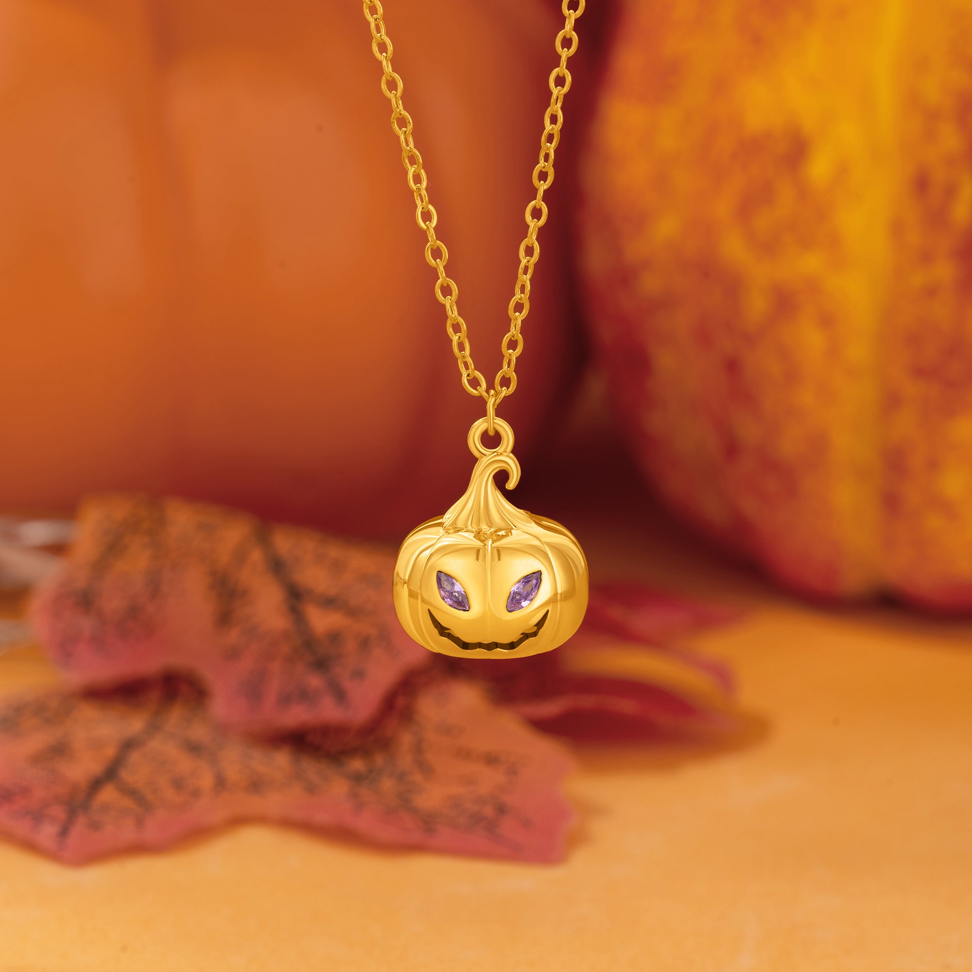 Calabaza personalizada Birthstone Collar Dainty Joyería Cumpleaños Aniversario Regalo de Halloween para las mujeres