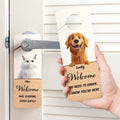 Personalizado 3D de dibujos animados gato perro mascota puerta colgante con nombre y texto pomo de la puerta signo cumpleaños oficina regalo para los amantes de las mascotas propietarios