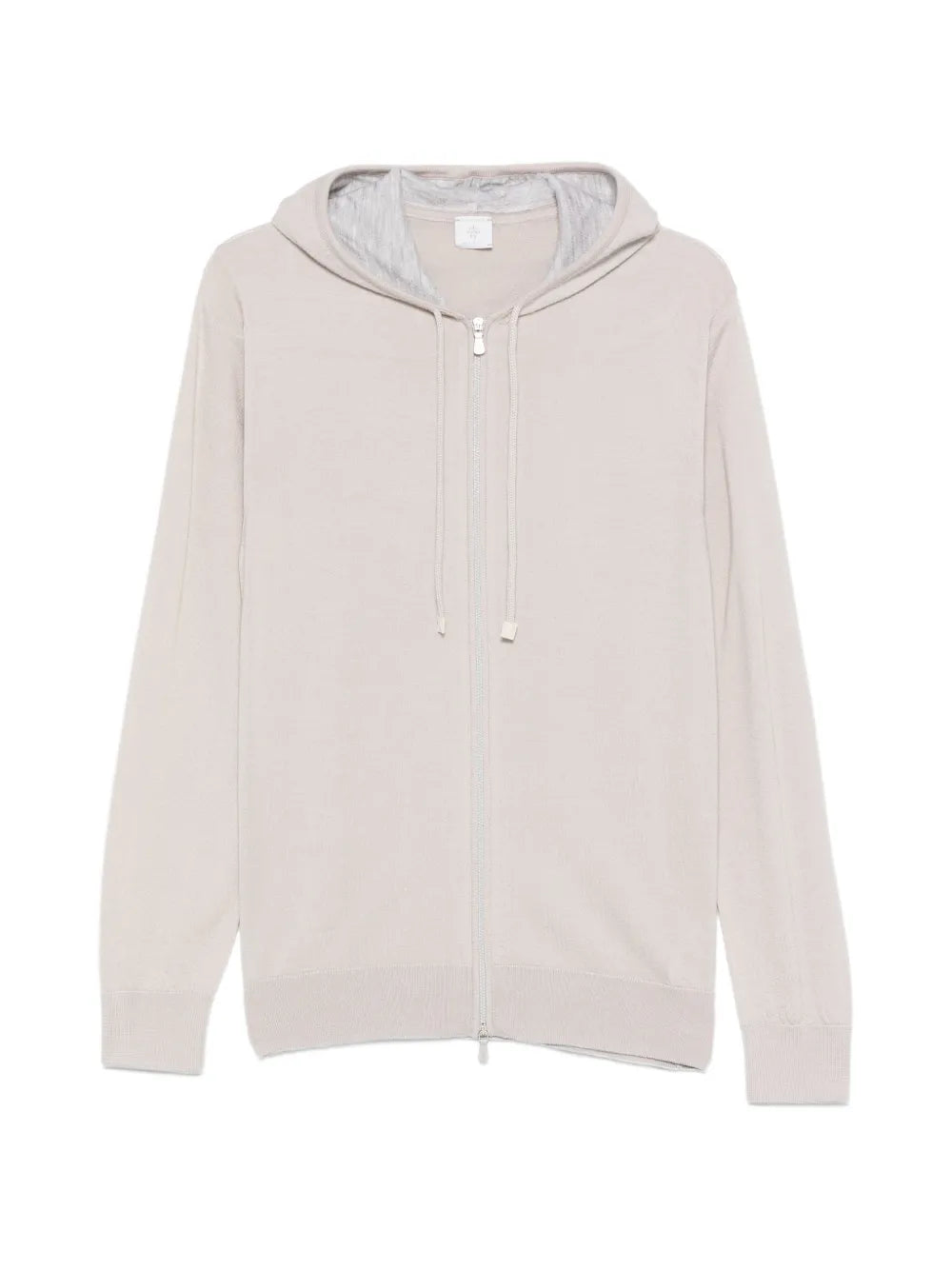 Eleventy Wool-Silk Zip-Up Hoodie — Beige