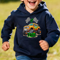 Personalizado Big Wheel Off-Road Truck Multicolor Niño Camiseta Sudadera Sudadera con capucha con la edad y el nombre Cumpleaños Regalo de Navidad para los niños