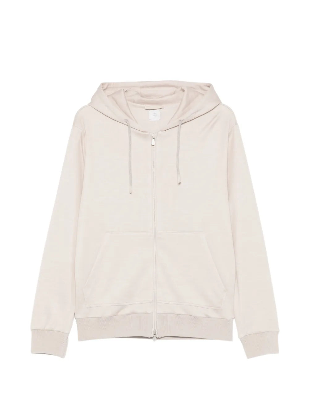 Eleventy Silk-Blend Zip-Up Hoodie — Beige