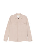 Eleventy Polo-Collar Goat Skin Shirt Jacket — Beige