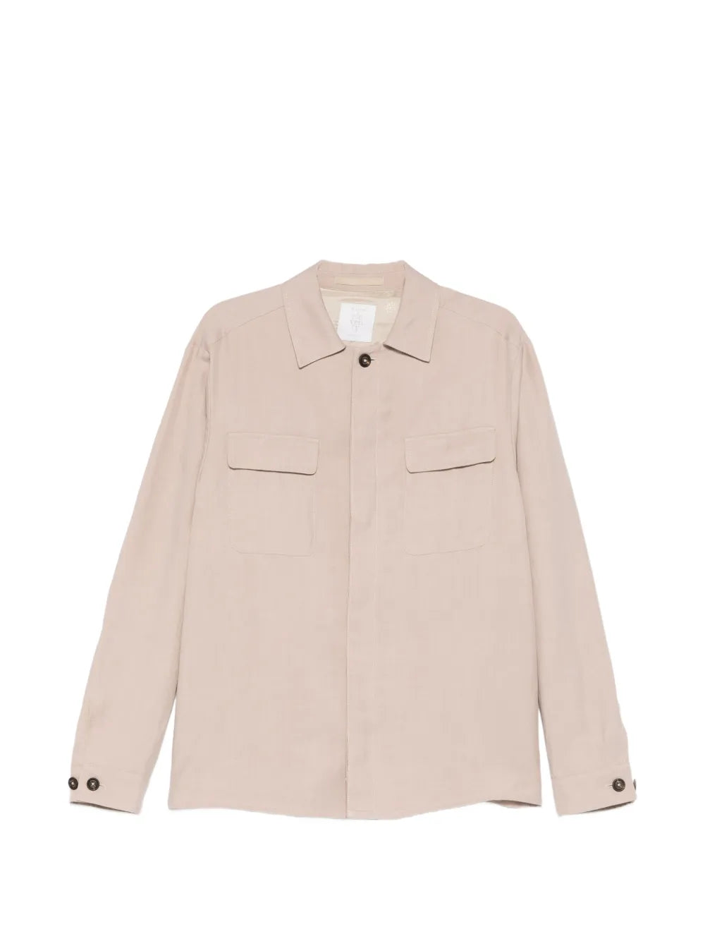 Eleventy Polo-Collar Goat Skin Shirt Jacket — Beige