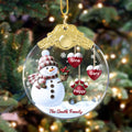 Personalizado 1-14 Paw Prints Corazones Muñeco de nieve Adorno de cristal con nombres y texto Decoración del árbol de Navidad Regalo para la familia Amigos