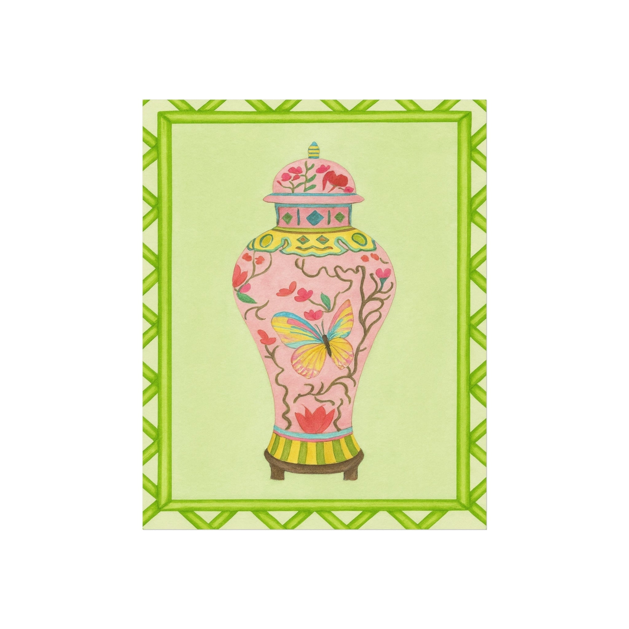 Chinoiserie Butterfly Ginger Vase Fine Art Poster