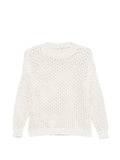 Panicale Open-Knit Crew-Neck Sweater — Cream