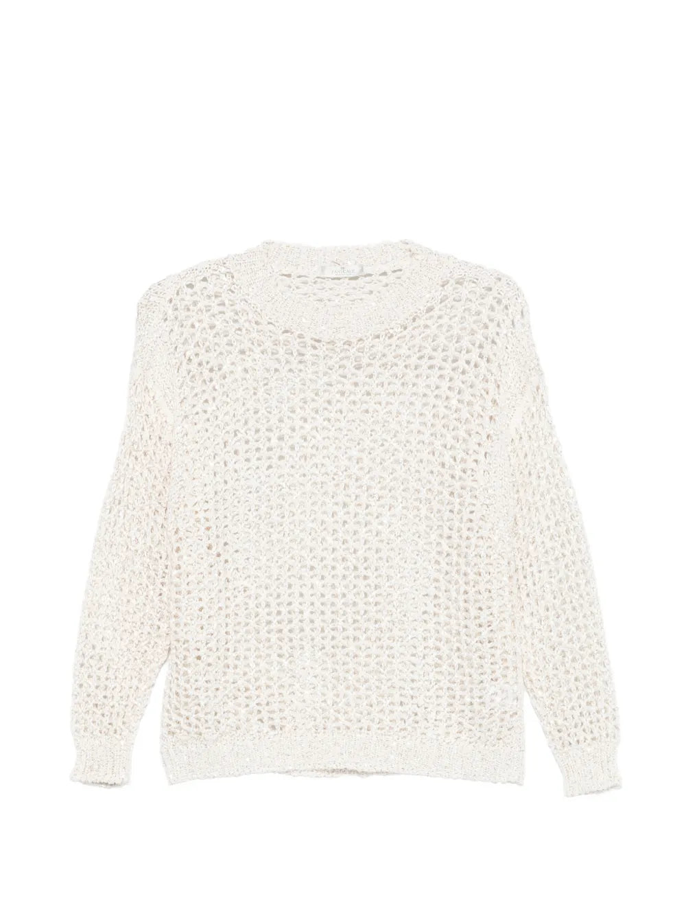 Panicale Open-Knit Crew-Neck Sweater — Cream