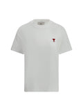 Camiseta con logotipo bordado AMI Paris — Blanco