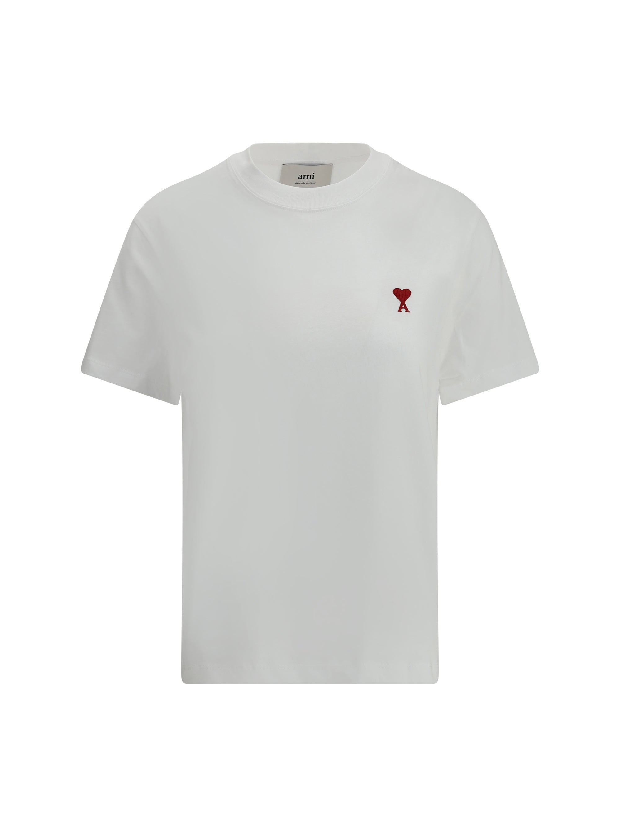 Camiseta con logotipo bordado AMI Paris — Blanco