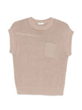Peserico Patch-Pocket Knit Tank Top — Beige