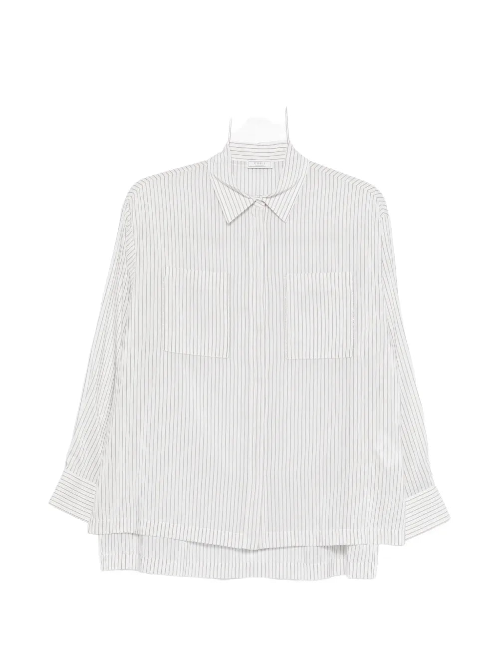 Peserico Striped Cotton-Silk Shirt — White