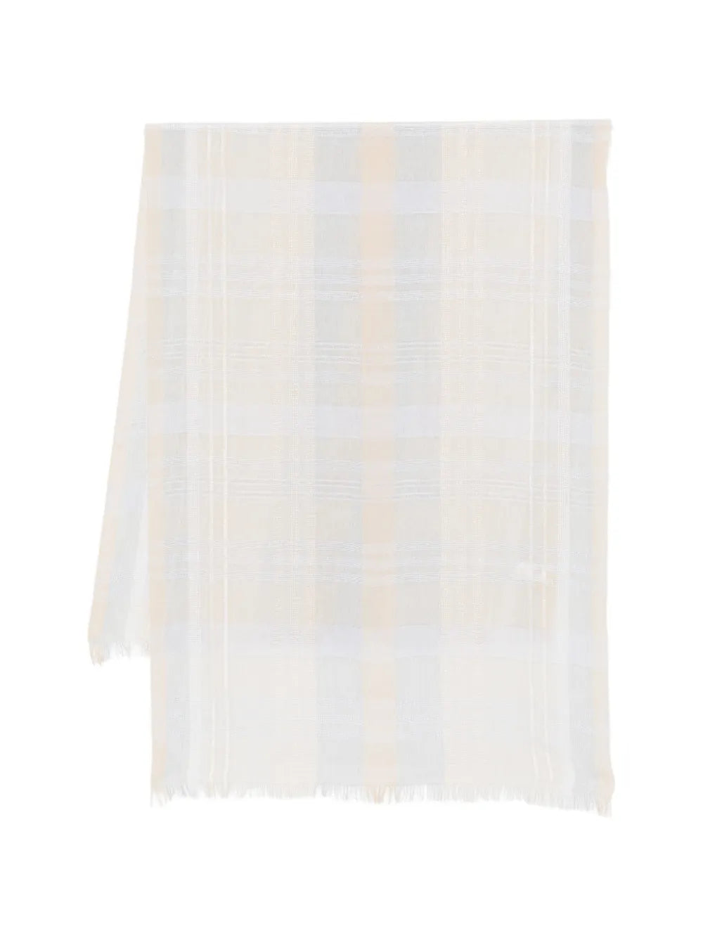 Peserico Plaid Fringed Scarf — Beige