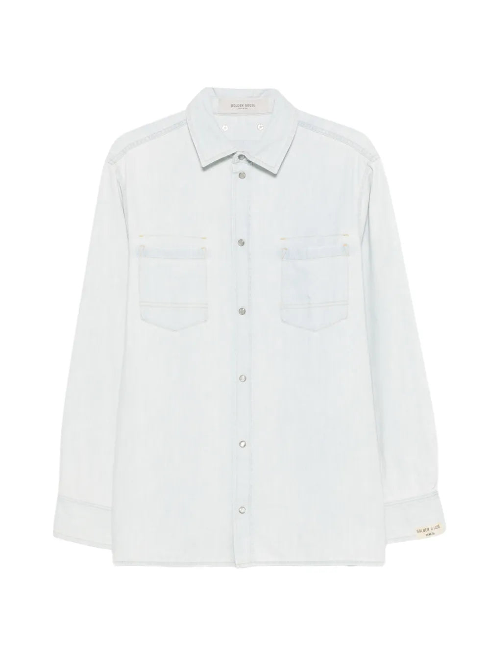 Golden Goose Patch-Pocket Cotton Shirt — White