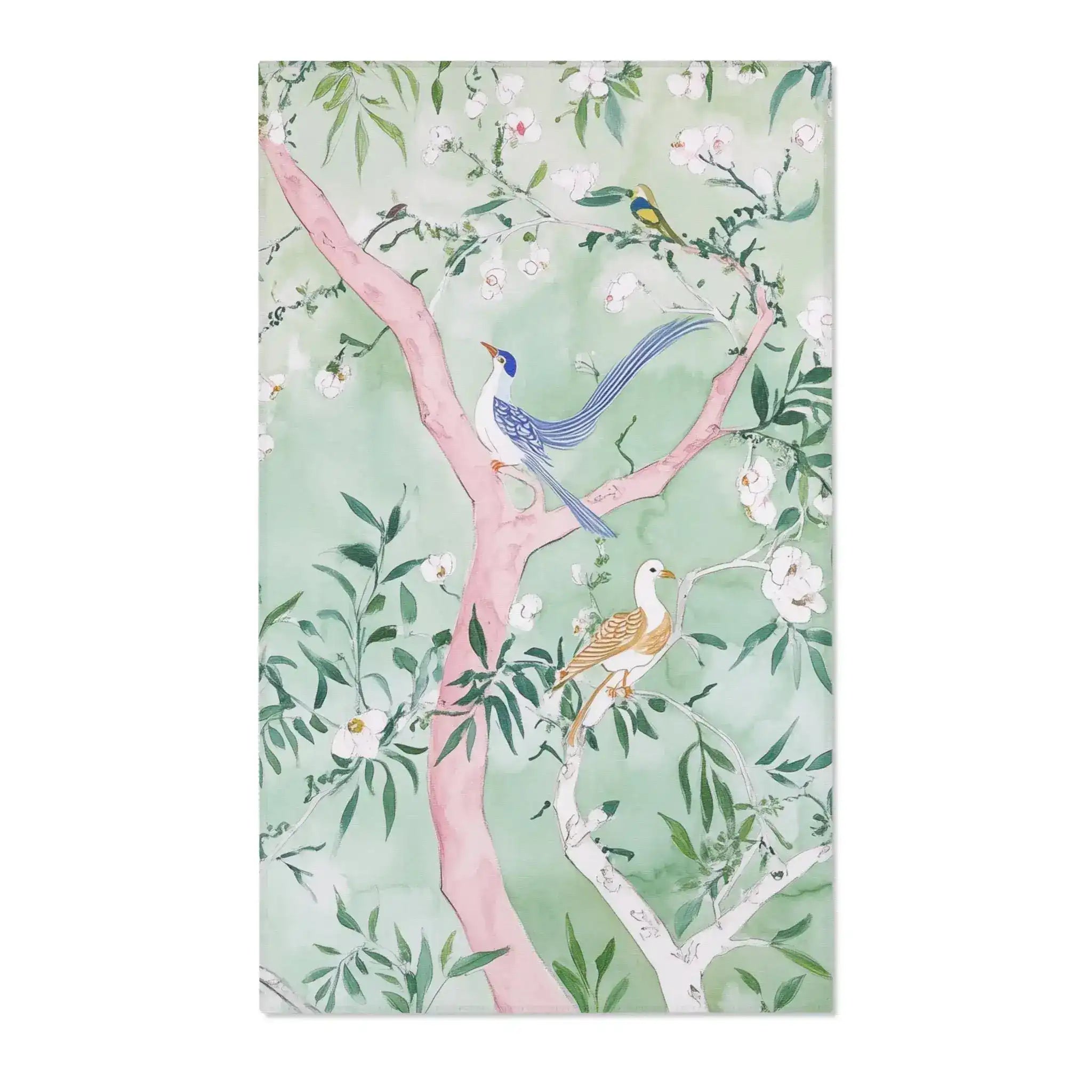 Colorful Birds on Floral Branches Accent Rug