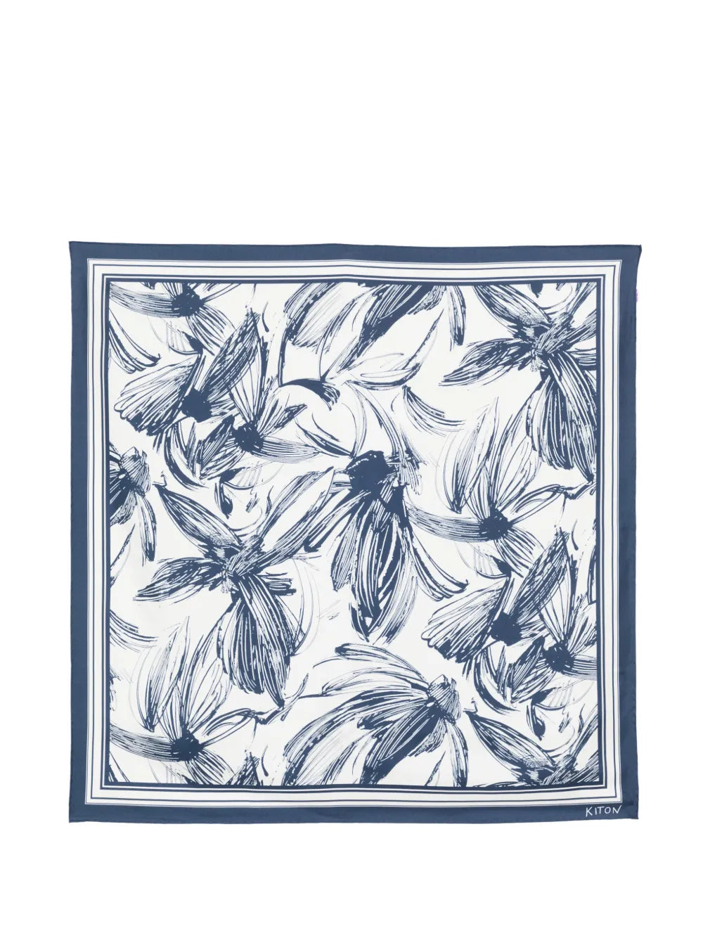 Kiton Floral-Print Scarf — White