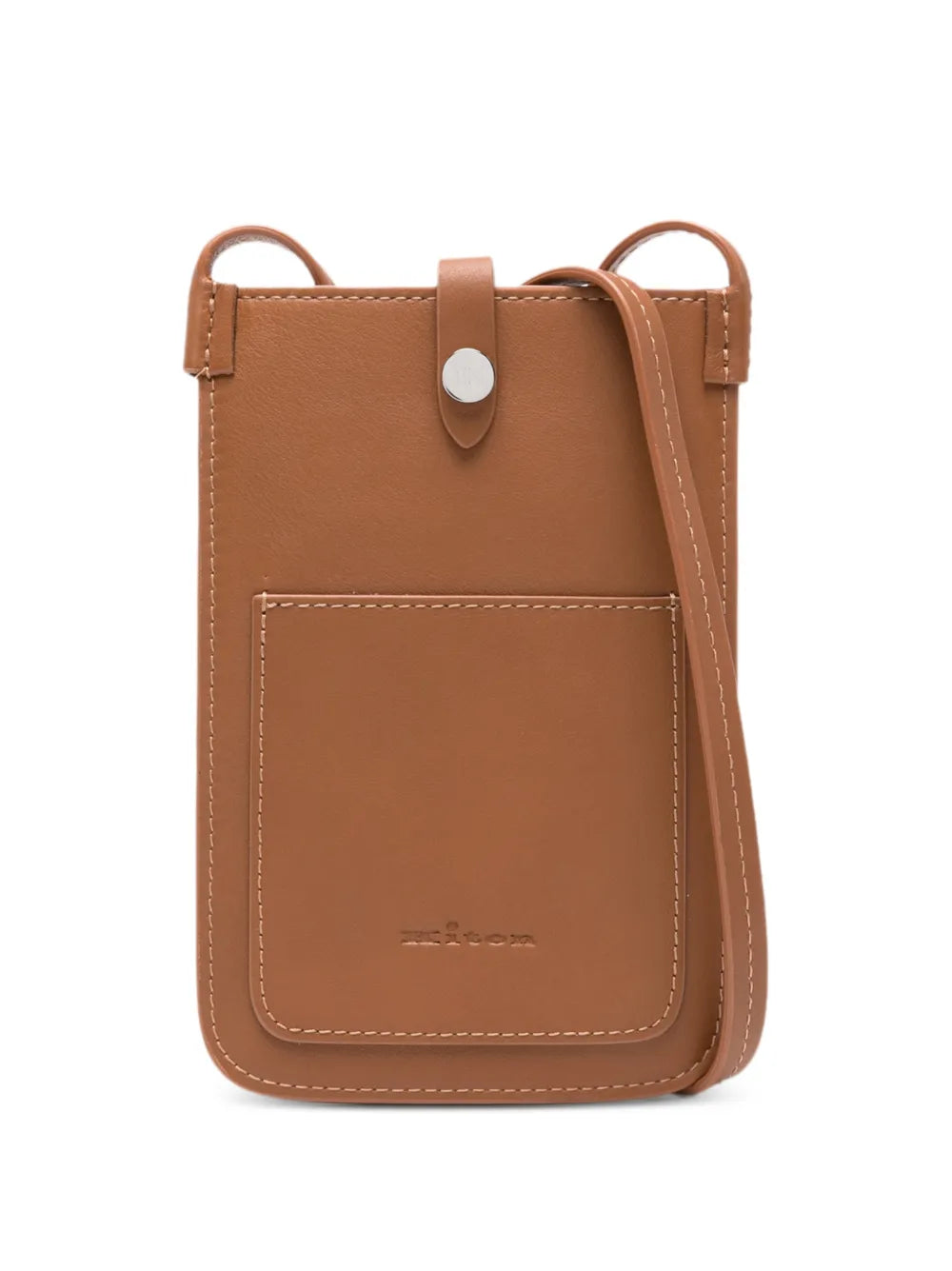 Kiton Leather Crossbody Card Case — Brown