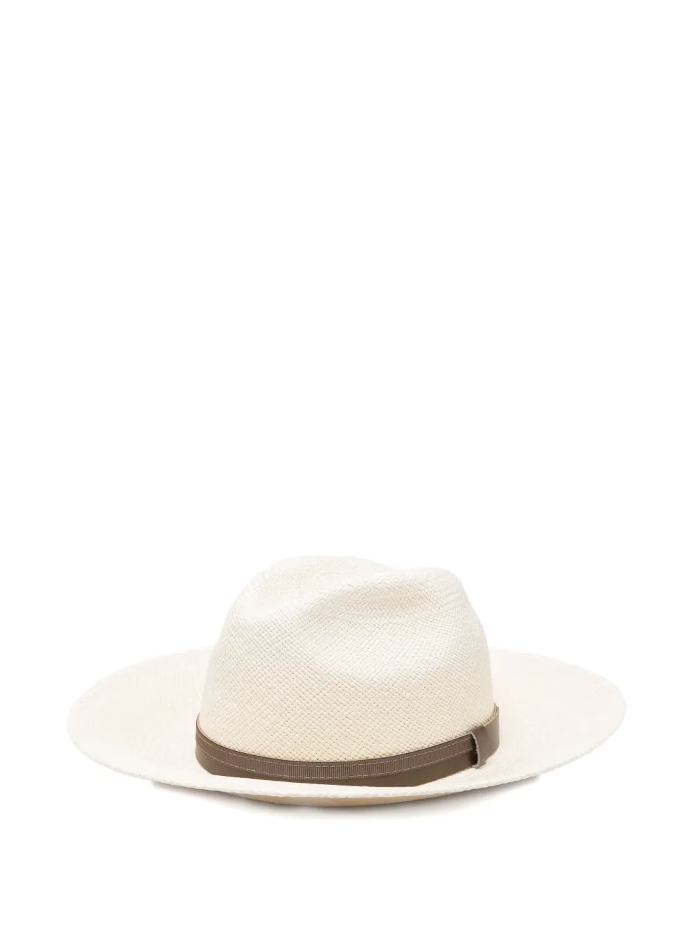 Kiton Woven Straw with Grosgrain Band Panama Hat — Cream