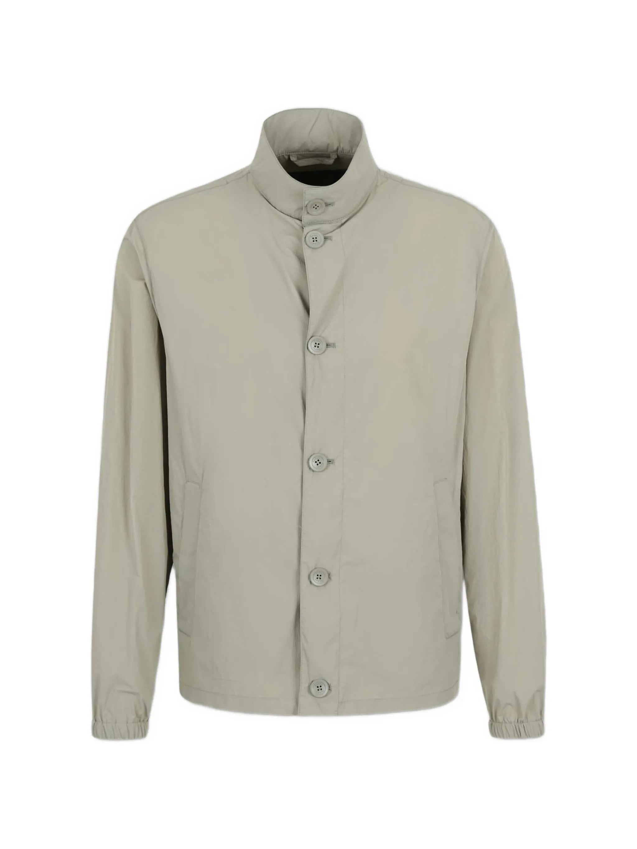 Herno Nylon Button-Front Overshirt — Beige