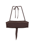 Brunello Cucinelli Beaded Tie-Fastening Bikini Top — Brown