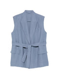 Brunello Cucinelli Belted Lapel Gilet — Blue