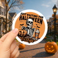 Personalizado a la espera de Halloween esqueleto hombre impermeable pegatinas con nombre decoración de la fiesta de Halloween de vacaciones de regalo para los amigos de la familia