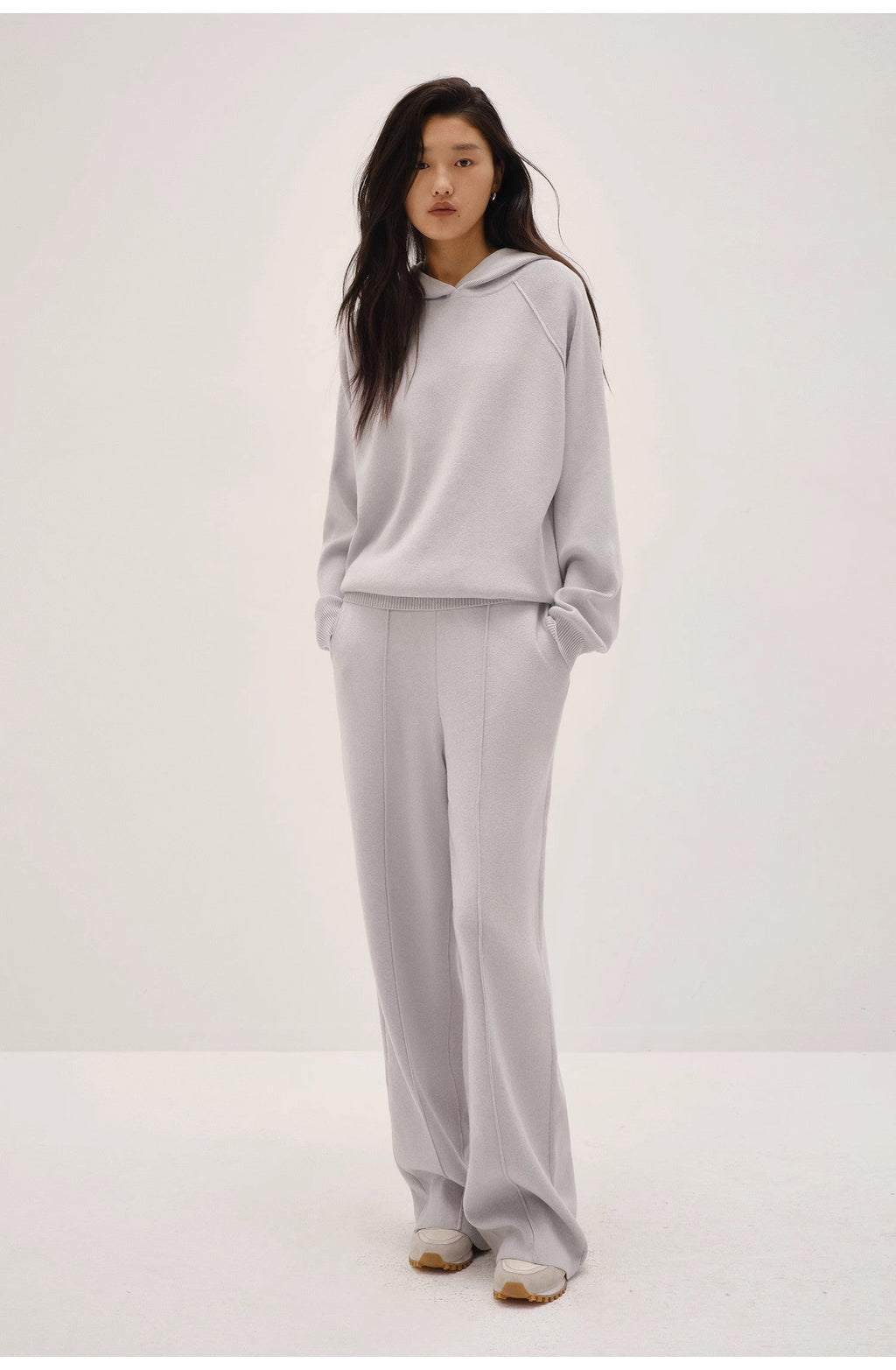 Winter Morning Sunshine French Lazy Style Wool Blend Design Loose Slimming Knit Casual Pants for Women