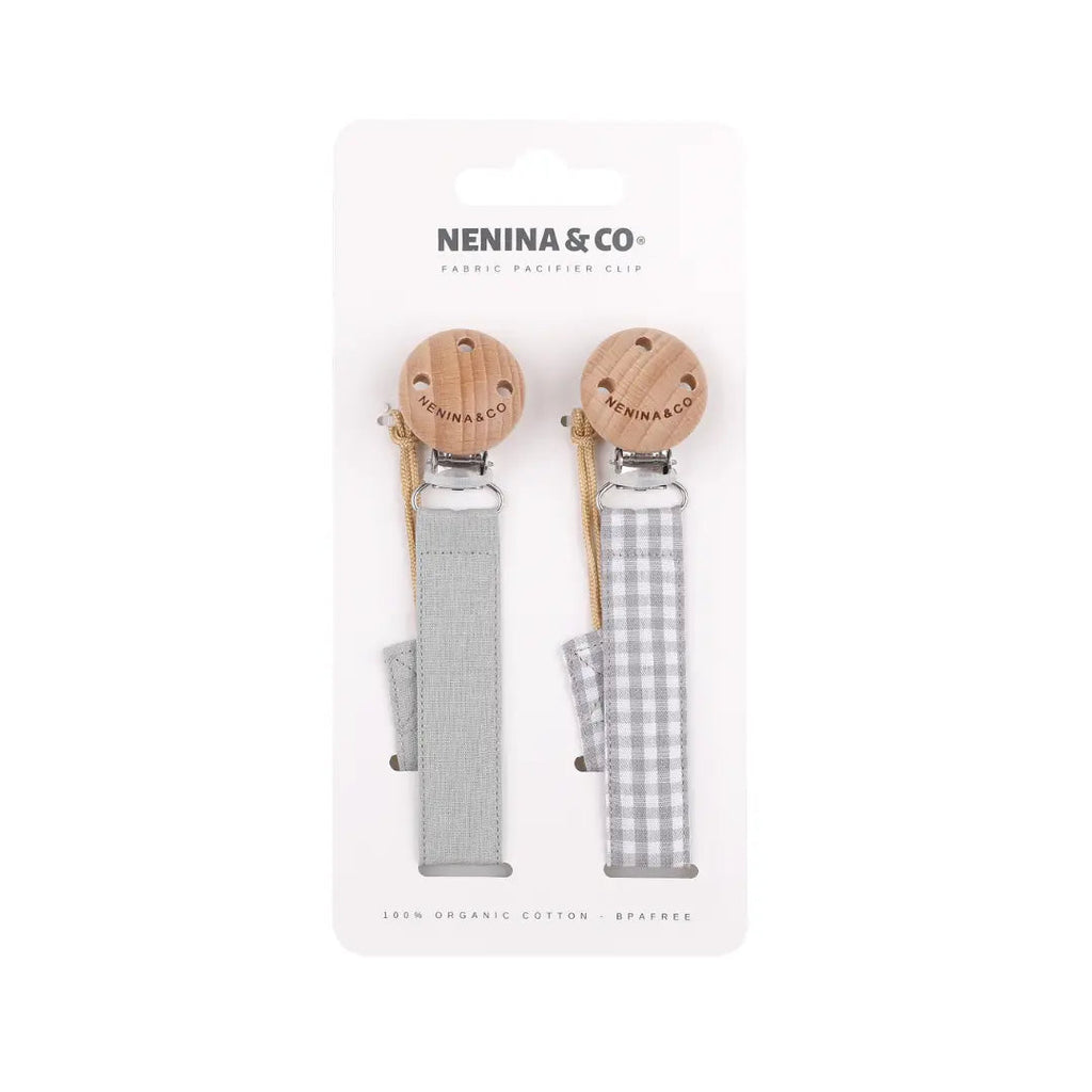 Kit Nenina & Co Gris + Oliva| 2 Chupetes + 2 Chupeteros + Guardachupete