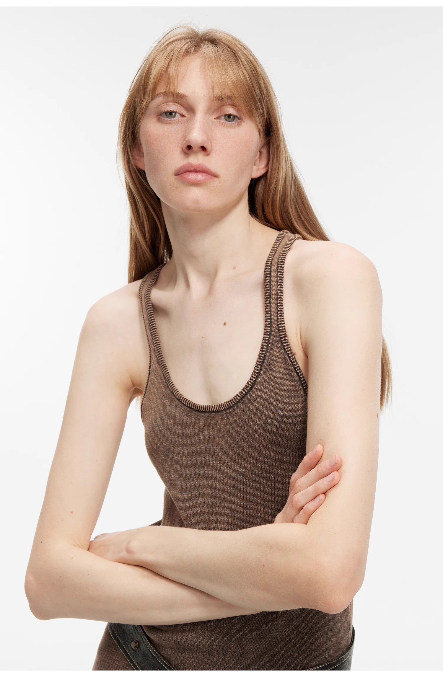 Cool Girl Recipe Luxury brand exclusive ferment-washed distressed vest dress