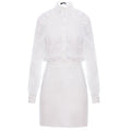 Gathered Raglan Sleeve Viscose Mini Shirt Dress - White