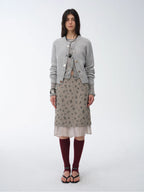 Flowers and Her irregular hand-embroidered sequin skirt