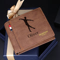 Personalizada Silueta de bailarín de ballet masculino Billetera de cuero para hombre con nombre grabado y múltiples ranuras para tarjetas Cumpleaños Aniversario Regalo para hombres