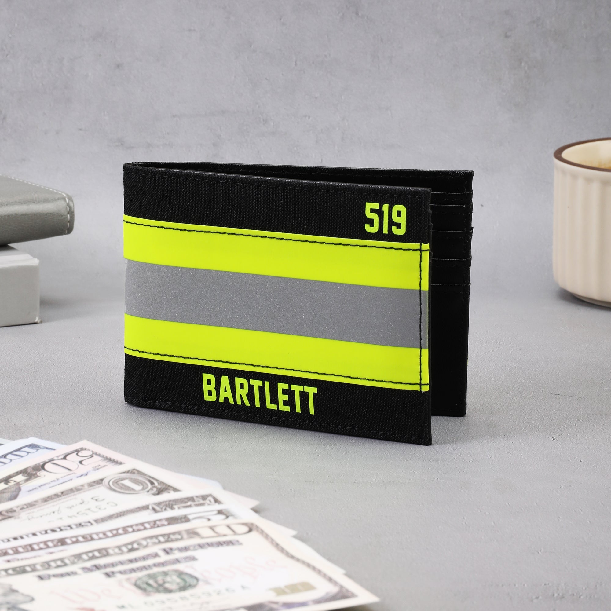 Cartera personalizada de tela Oxford para bomberos con nombre y número de placa Accesorios portátiles Regalo de cumpleaños para el Día del Padre para bomberos Hombres