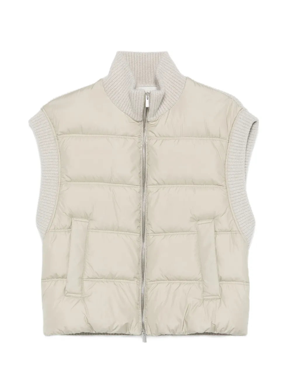 Peserico Quilted Ribbed Gilet — Beige