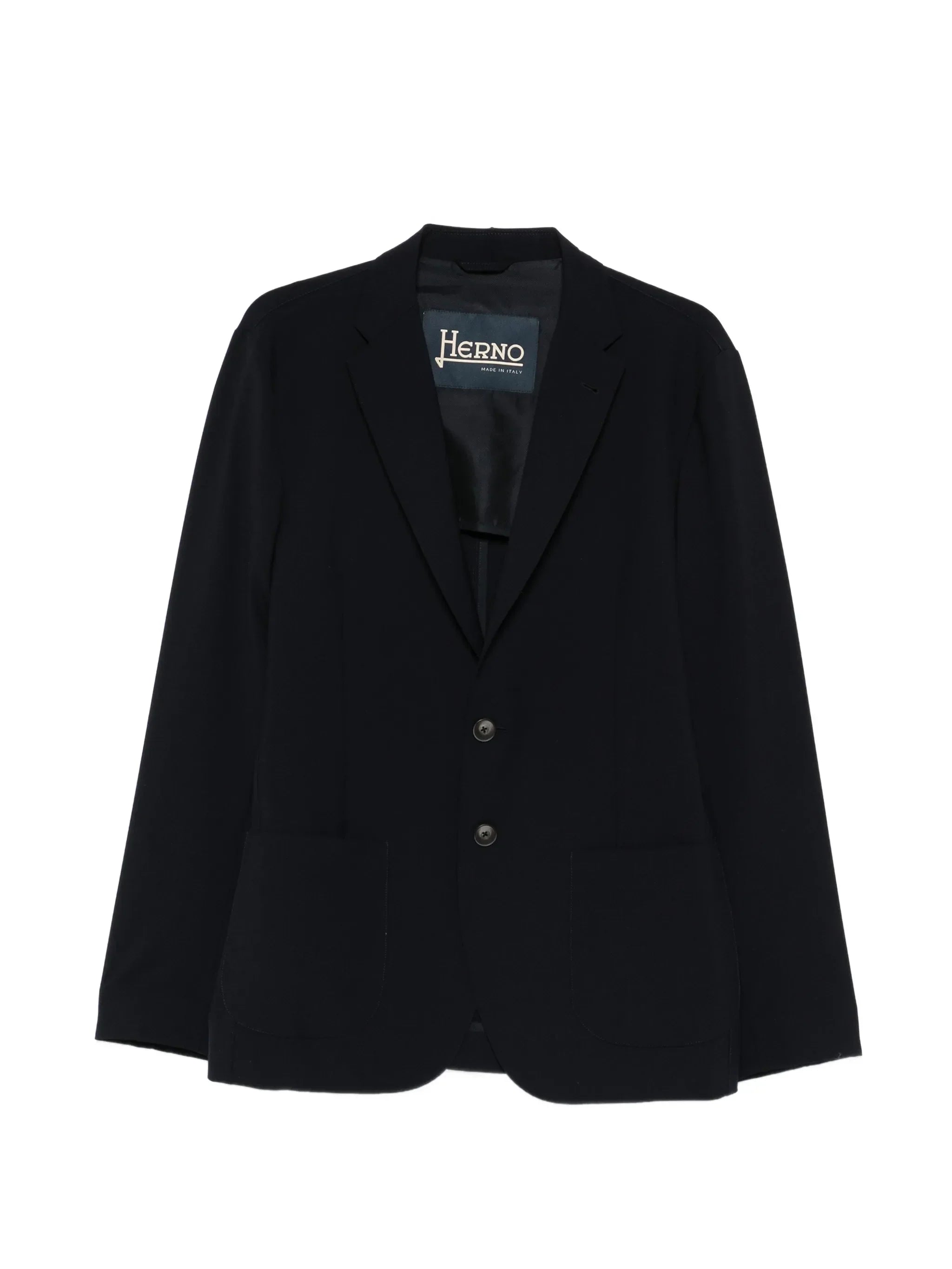 Herno Single-Breasted Wool Blazer — Navy
