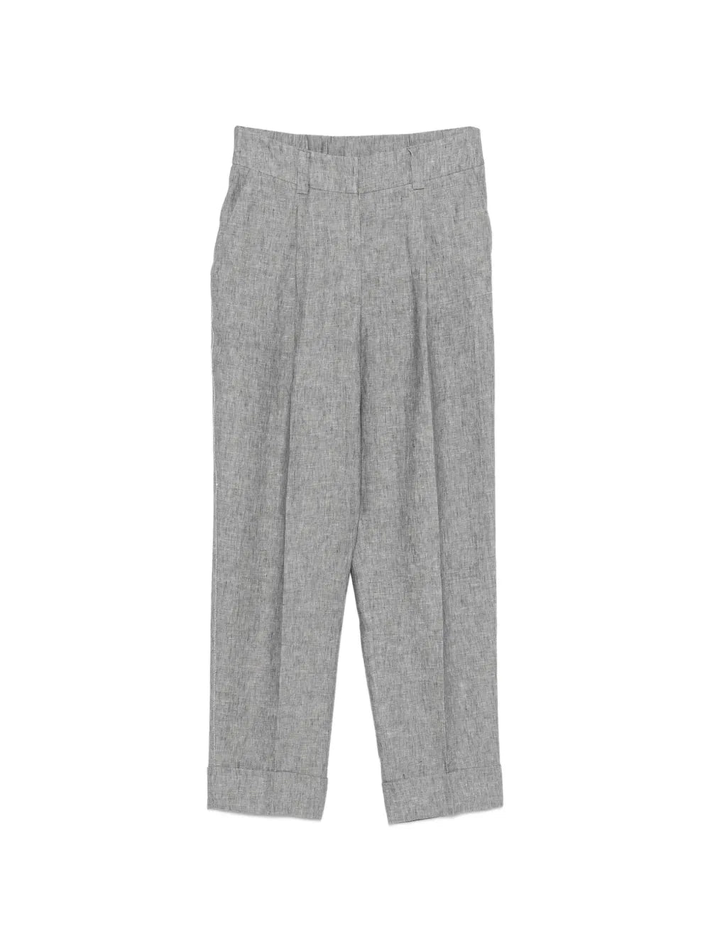 Peserico Pleated Cuffed Linen Trousers — Grey