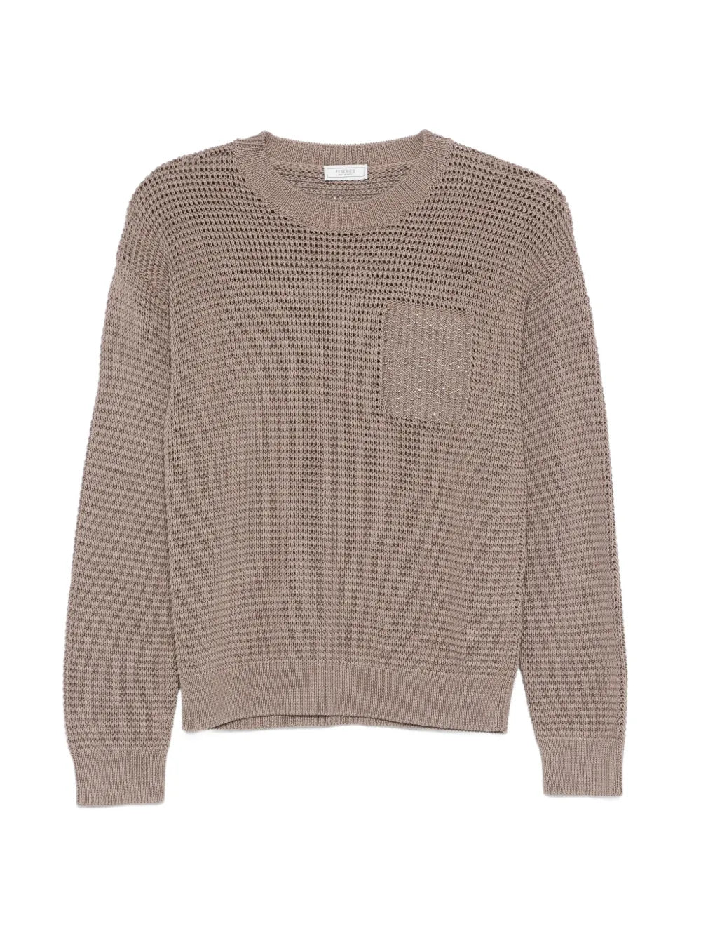 Peserico Open-Knit Cotton Sweater — Taupe