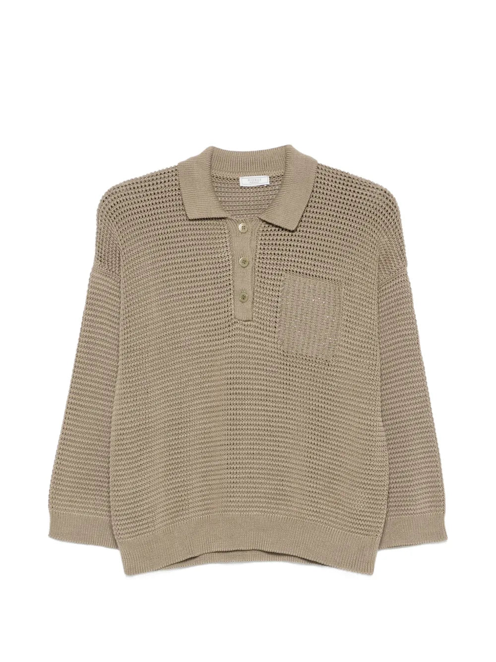 Peserico Textured Knit Polo Shirt — Beige