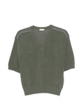 Peserico Open-Knit V-Neck Sweater — Green