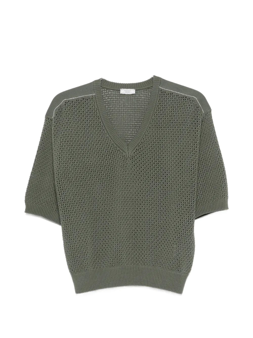 Peserico Open-Knit V-Neck Sweater — Green