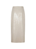 Kiton Sequin-Embellished Skirt — Beige