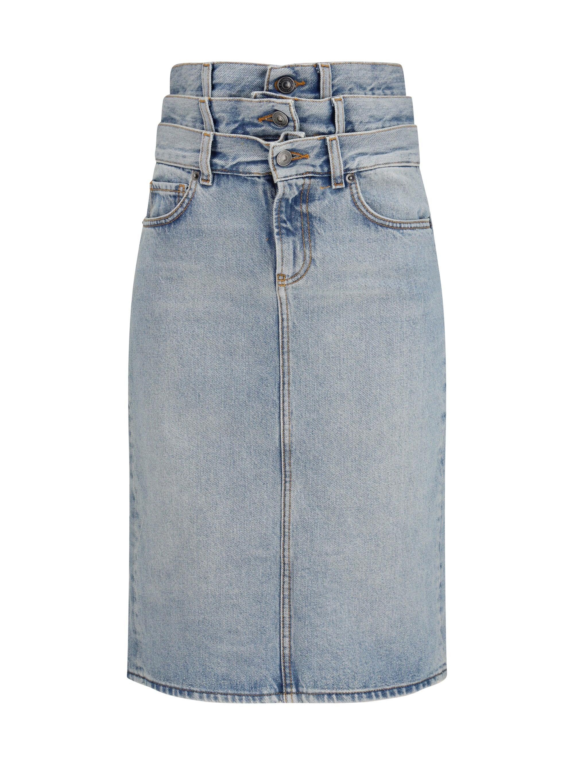 Fiorucci Triple-Layer Denim Skirt — Blue