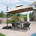 PURPLE LEAF Sombrilla Giratoria 360° con Marco en Gris Negro, Disponible en Diseño Cuadrado o Rectangular para Jardín y Terraza