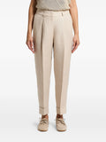 Peserico Linen Gabardine Pleated Trousers — beige