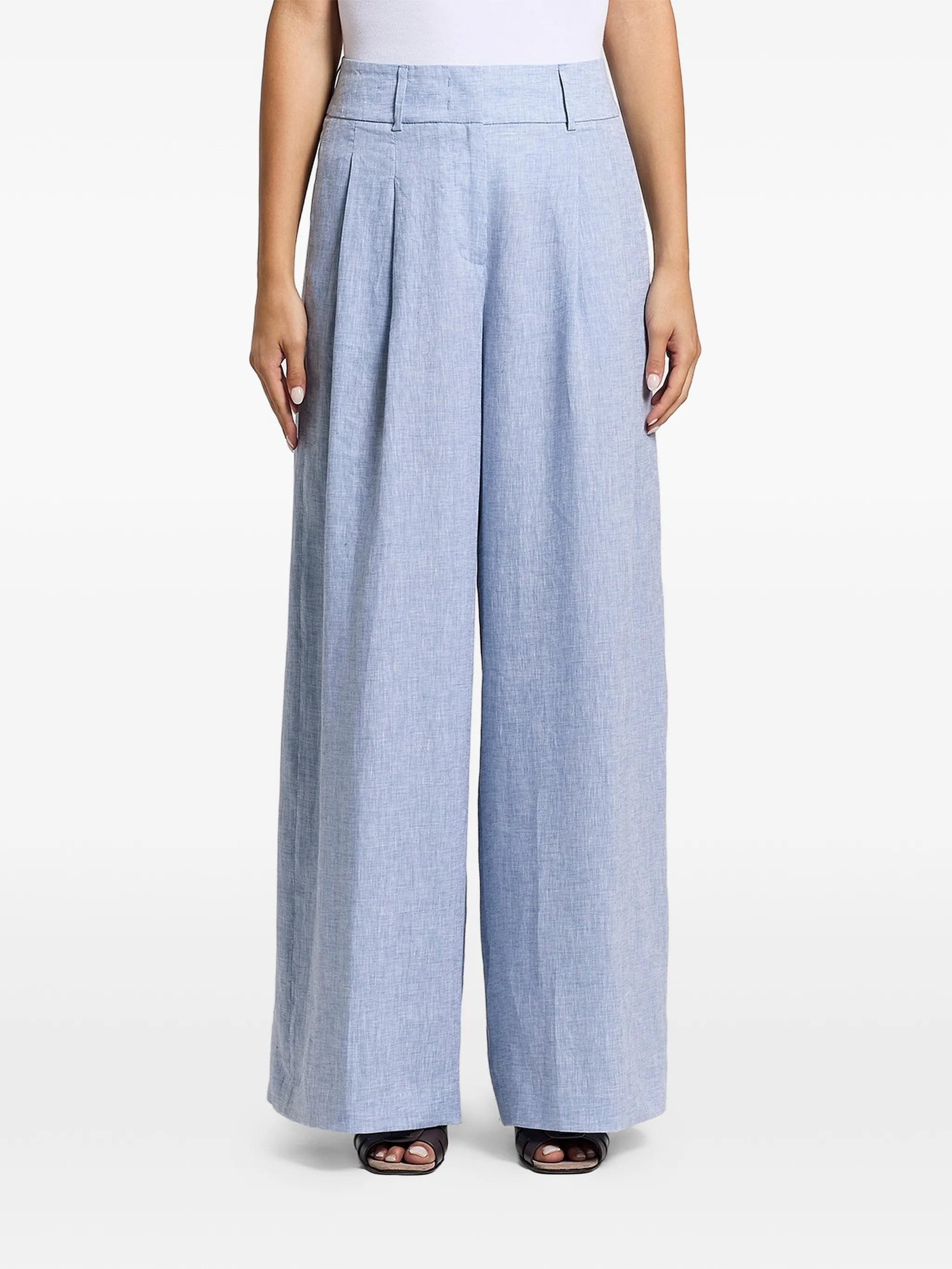 Peserico Pleated Palazzo Trousers — Light Blue