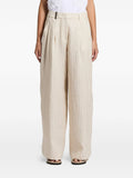 Peserico Pinstripe Palazzo Trousers — Beige