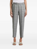 Peserico Check-Pattern Elasticated-Waistband Trousers — Grey