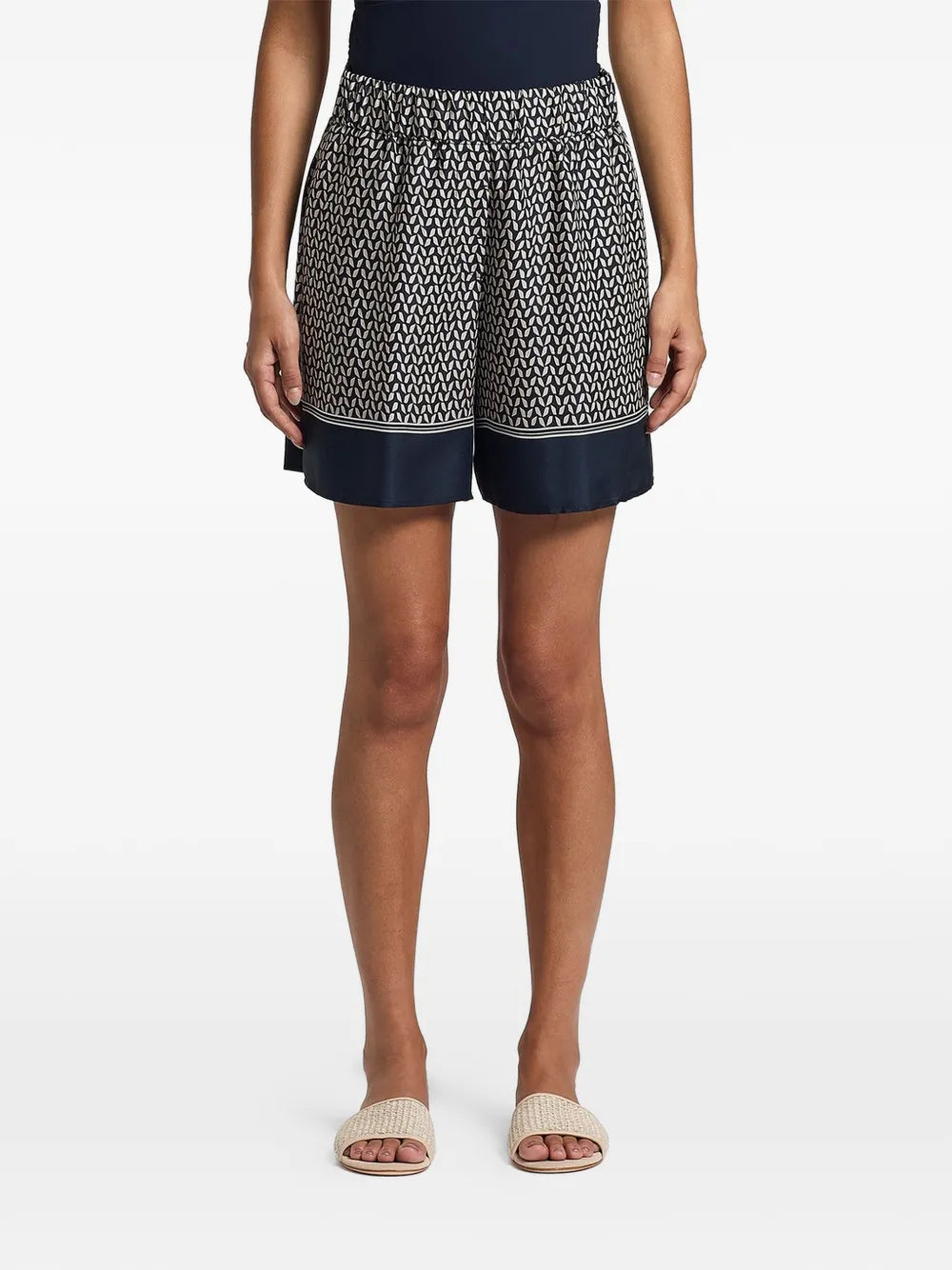 Peserico Geometric-Print Shorts — Navy